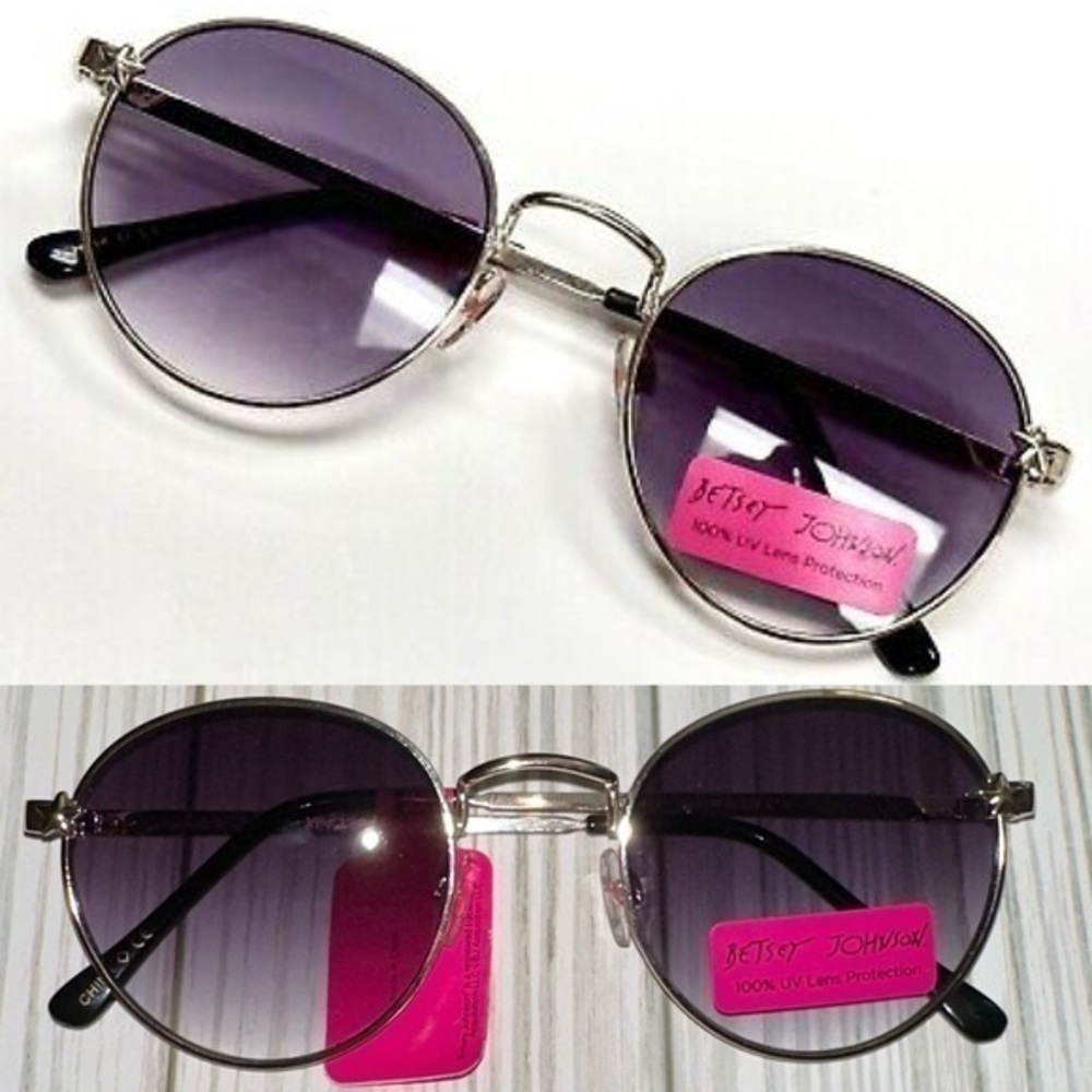 BETSEY JOHNSON SUNGLASSES AVIATOR ROUND gradient tint LENSE NWT